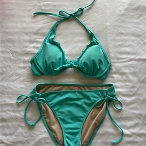 Victoria's Secret Aqua Bikini Set with Adjustable Ties